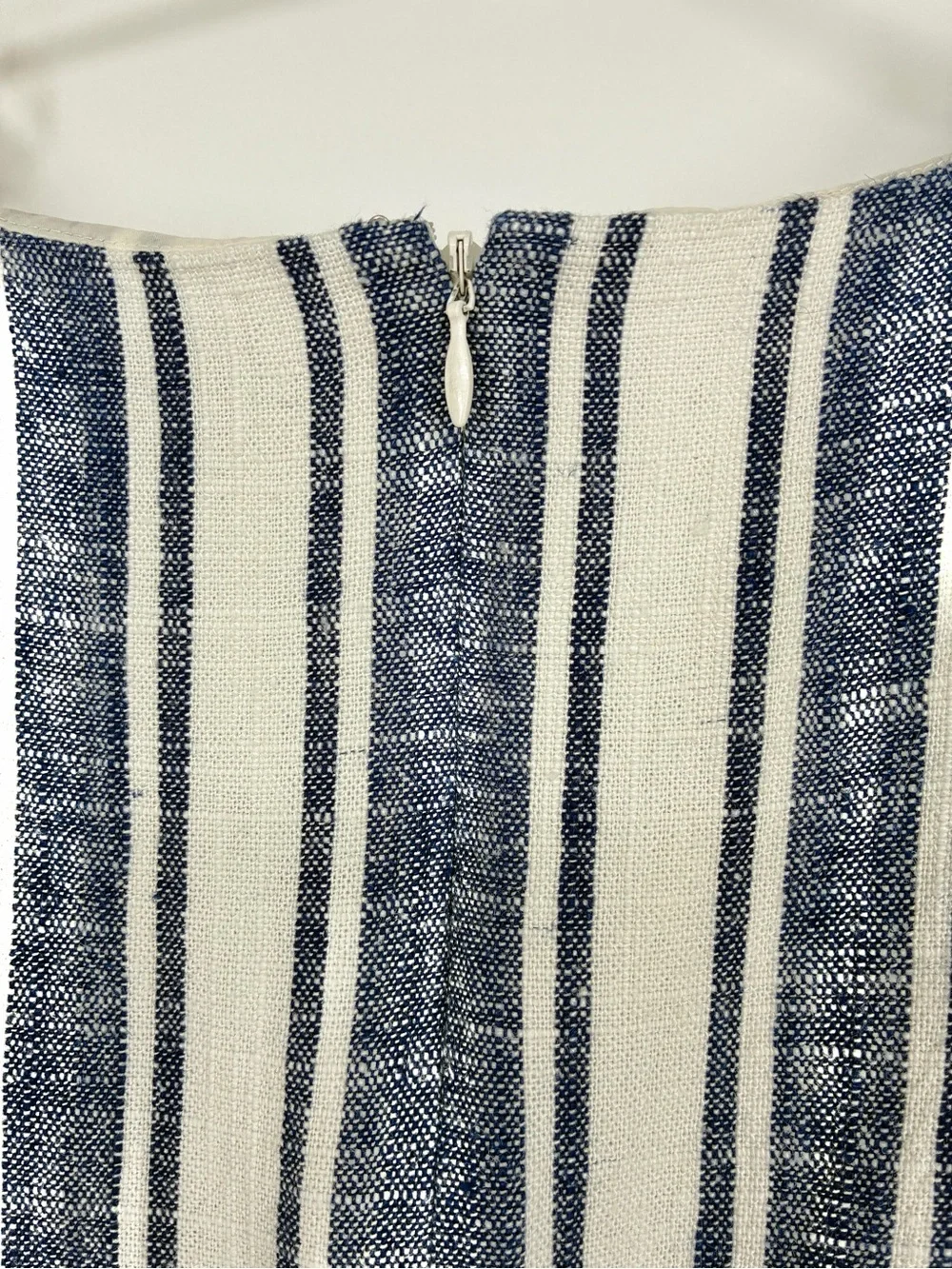 J.Crew Women’s Blue/White Striped Linen Blend Sleeveless Belted Dress - 16Tall